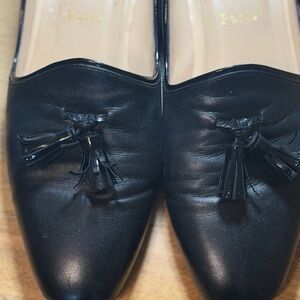 Christian Louboutin Black Leather Tassel Loafers